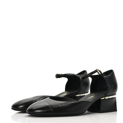 Chanel Shiny Goatskin Pearl Mary Jane Flats 39.5 Black 7 of 16