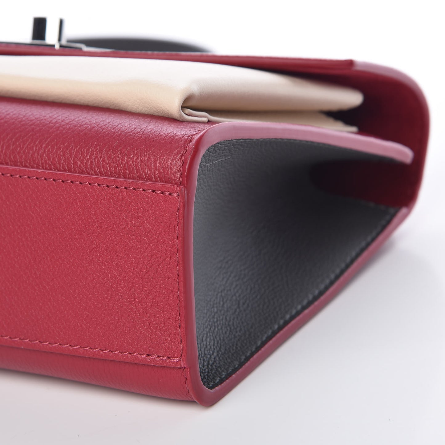 Soft Calfskin Mylockme Chain Bag BB Lie De Vin Etain Creme