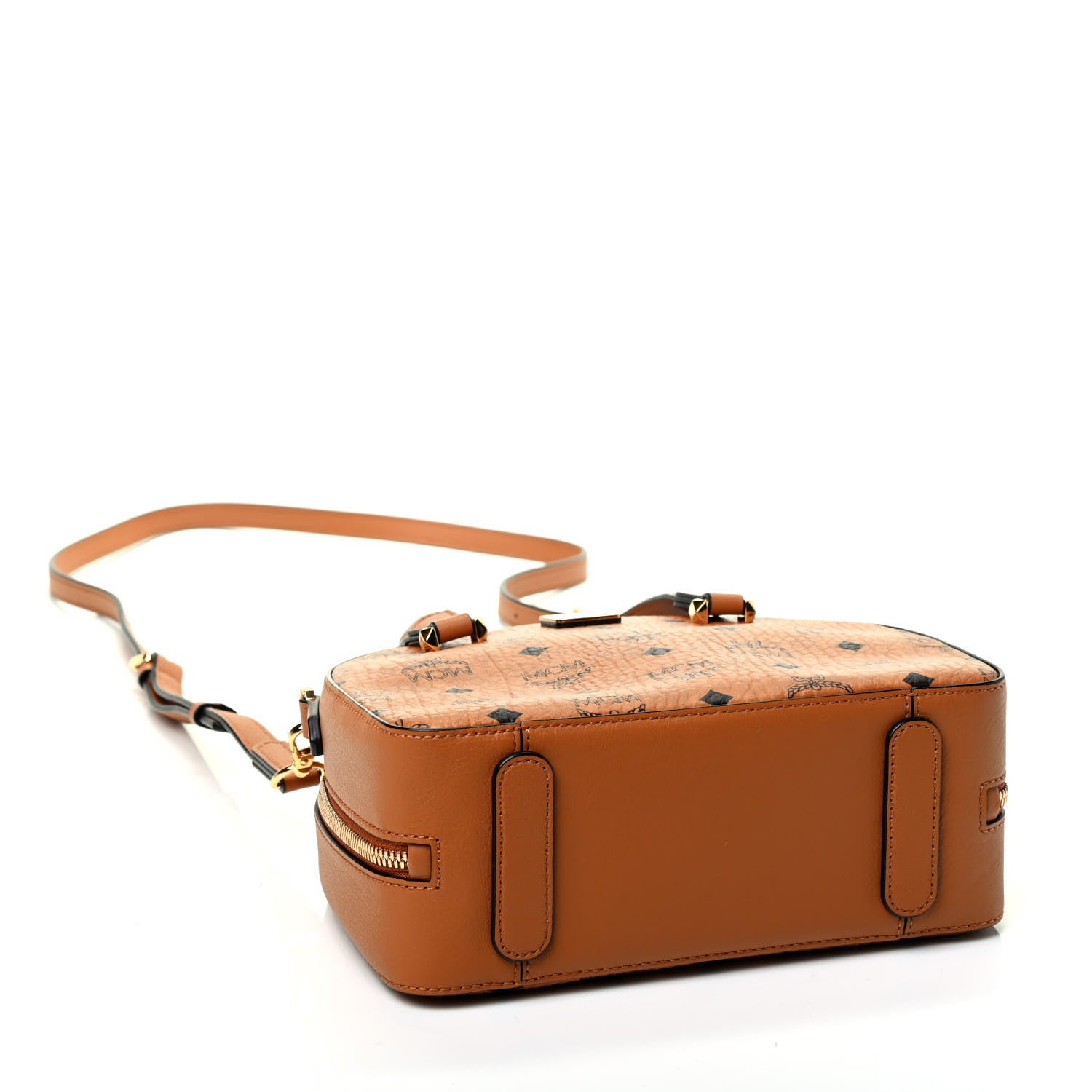 MCM Visetos Essential Small Disco Tote Cognac 3 of 4