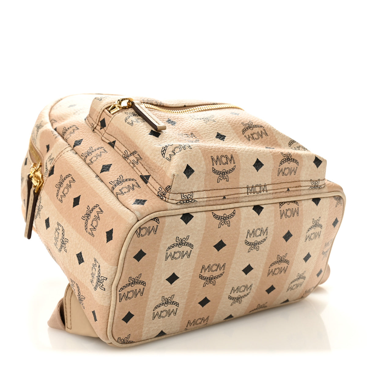 MCM Large Stark Studded Visetos Beige Leather Backpack Beige MCM Visetos Stark Studded Backpack Leather ref.1136266  main image 2