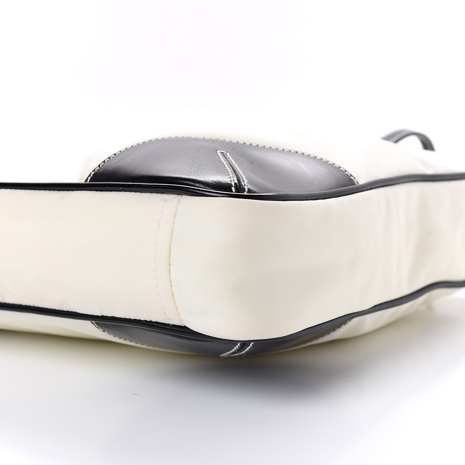 Prada Nylon Tessuto Calfskin Tote Black White 9 of 9