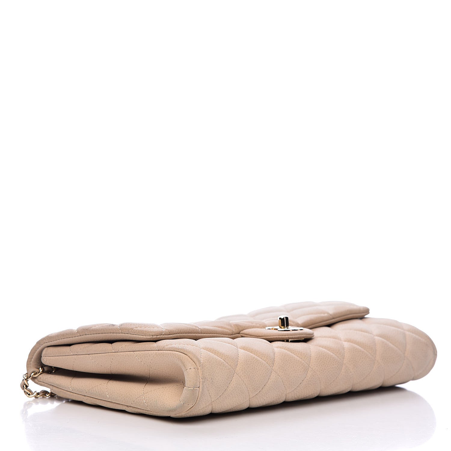 Chanel Caviar Quilted Clutch With Chain Flap Beige 4 of 14