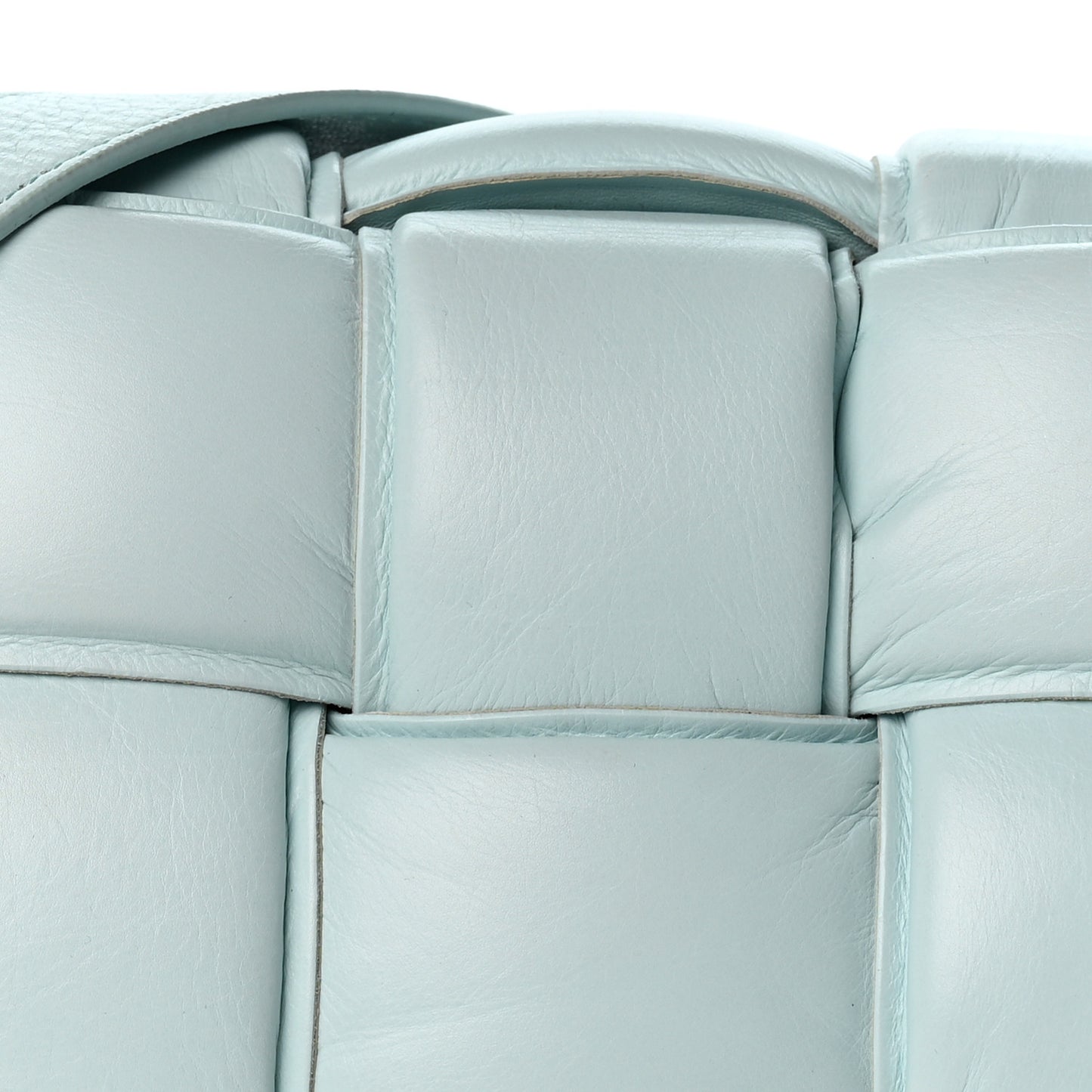 Paper Calfskin Maxi Intreccio Padded Cassette Crossbody Bag Ice
