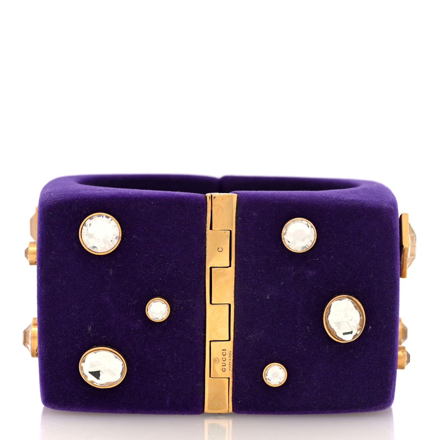 Felt Crystal Cuff Bracelet Purple
