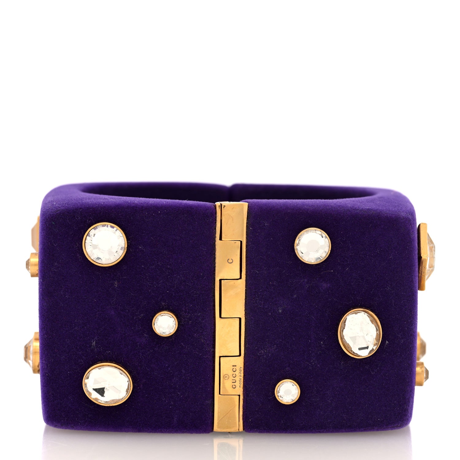 Gucci Felt Crystal Cuff Bracelet Purple 3 of 4