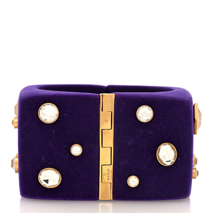 Gucci Felt Crystal Cuff Bracelet Purple 3 of 4
