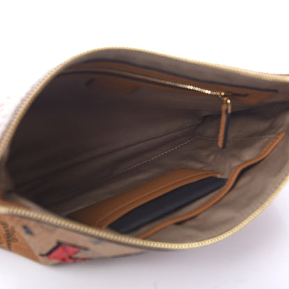 MCM Visetos Patchwork Wristlet Zip Pouch Cognac 6 of 7