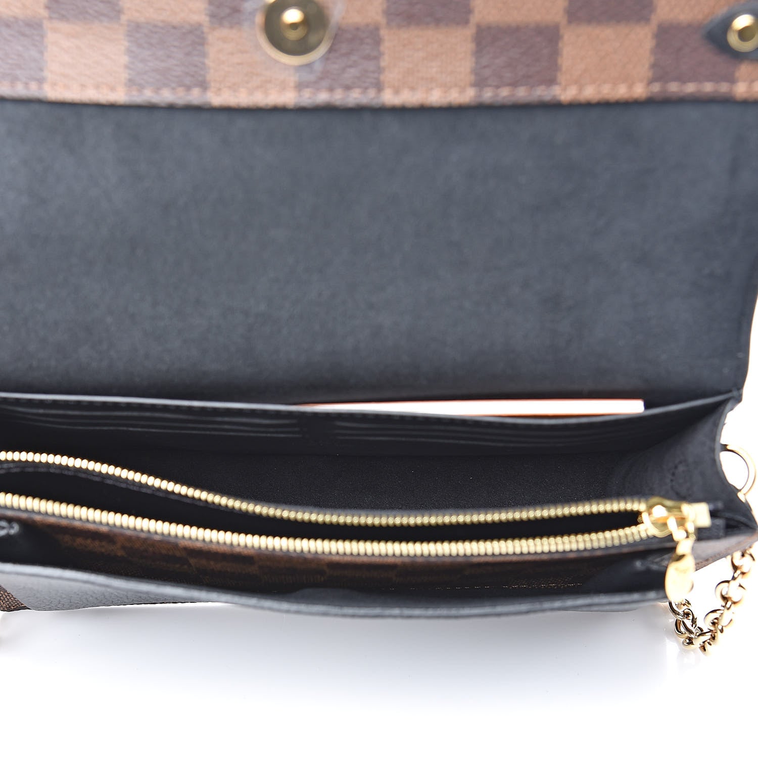Louis Vuitton Damier Ebene Vavin Chain Wallet Black 5 of 9