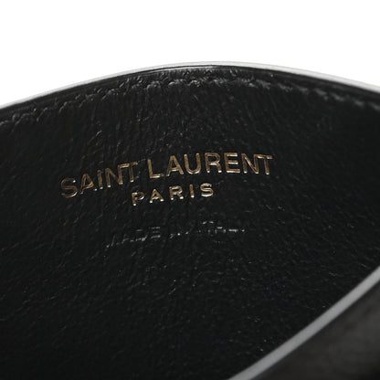Saint Laurent Grain De Poudre Matelasse Chevron Monogram Credit Card Case Black 6 of 7