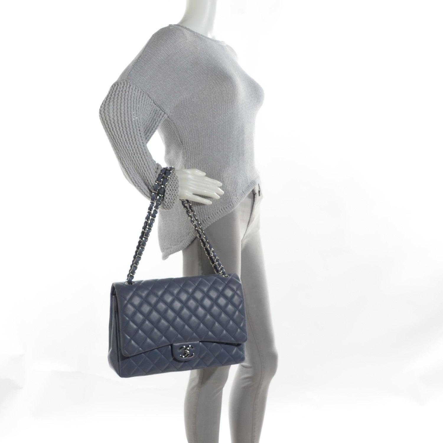 Chanel Lambskin Quilted Maxi Double Flap Purple 2 of 9