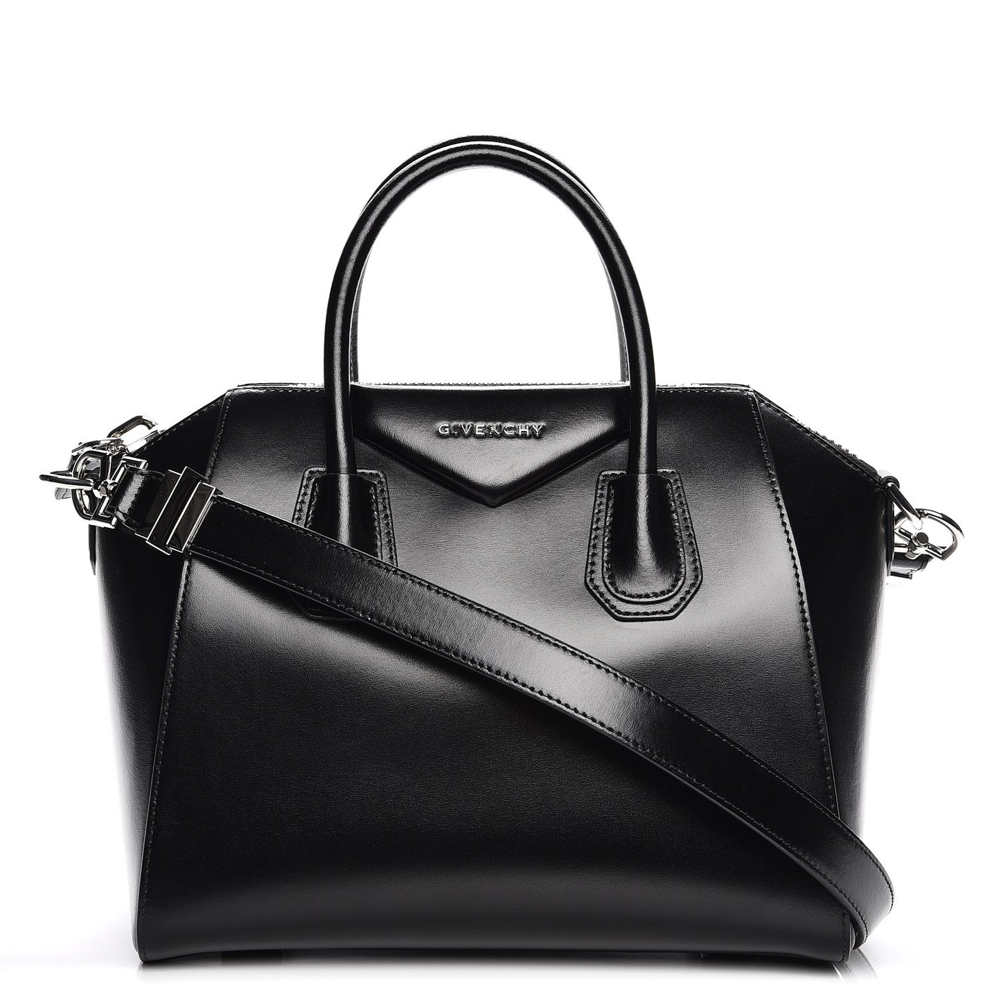 Shiny Lord Calfskin Small Antigona Black