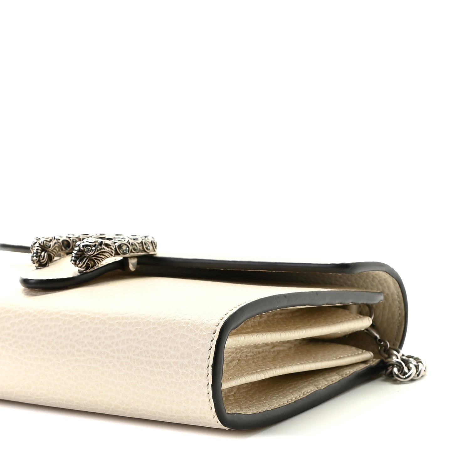 Dollar Calfskin Mini Dionysus Chain Wallet Mystic White