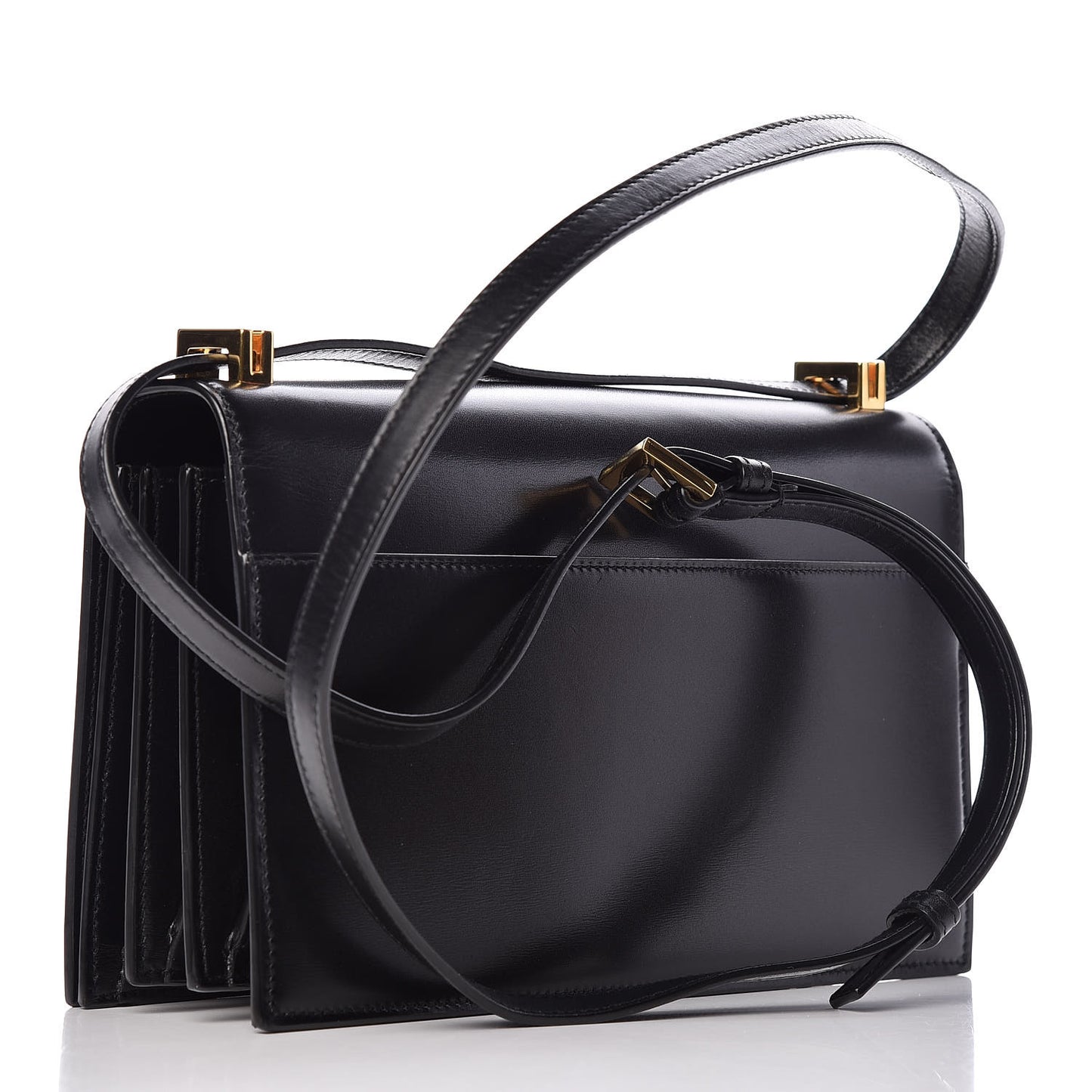 Smooth Calfskin Medium Domino Shoulder Bag Black