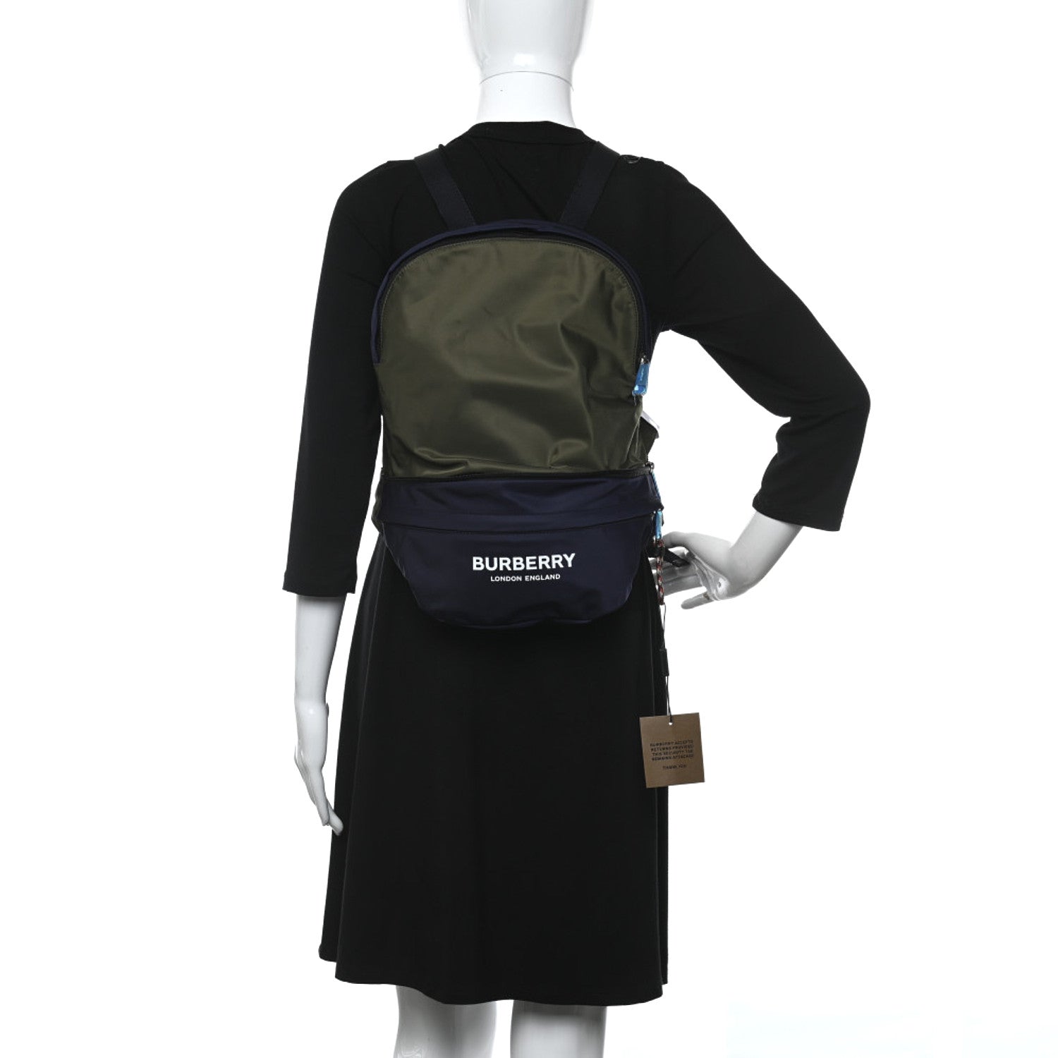 Burberry Nylon Rex Convertible Backpack Bum Bag Blue Green 3 of 17