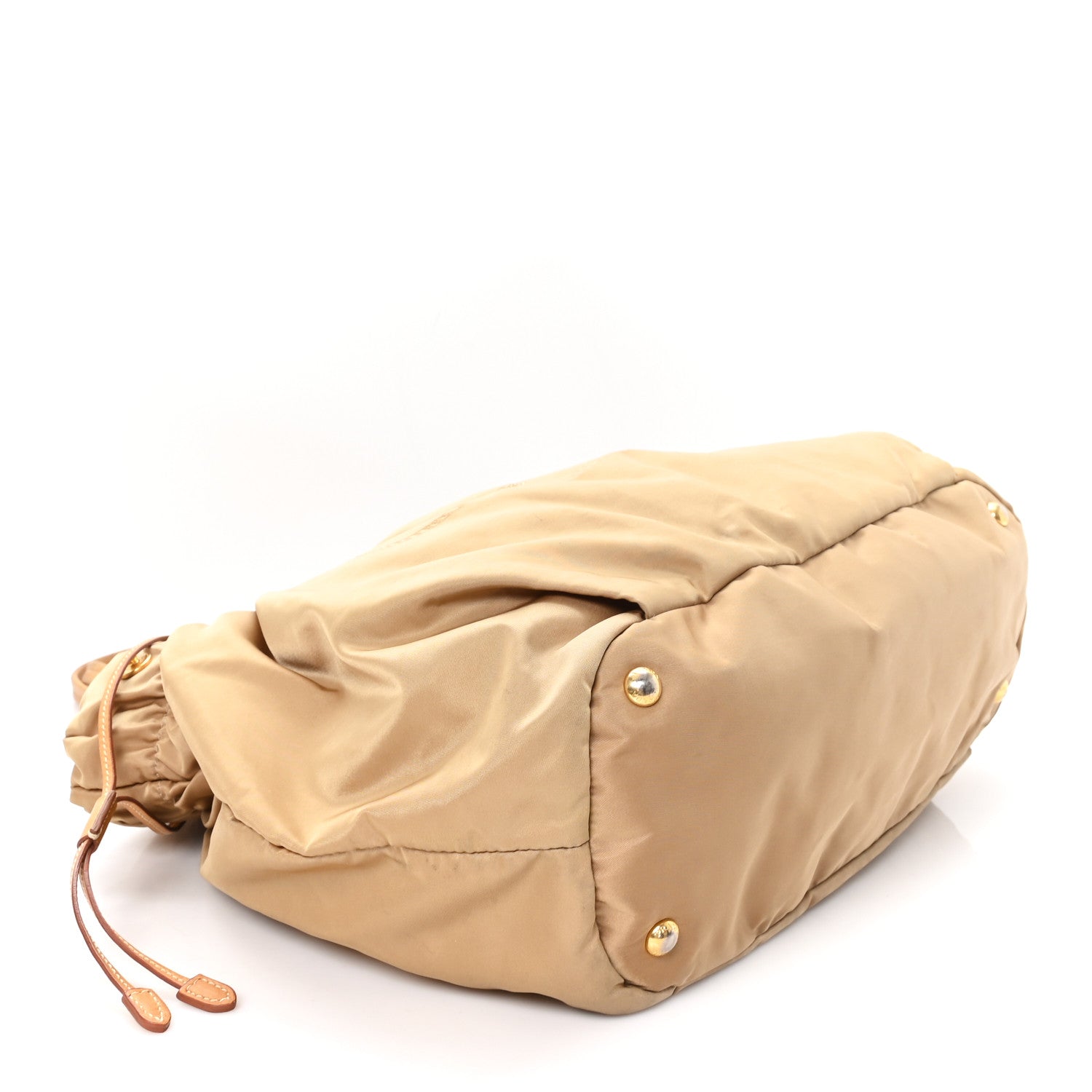 Prada Nylon Jacquard Logo Drawstring Tote Sesamo 3 of 11