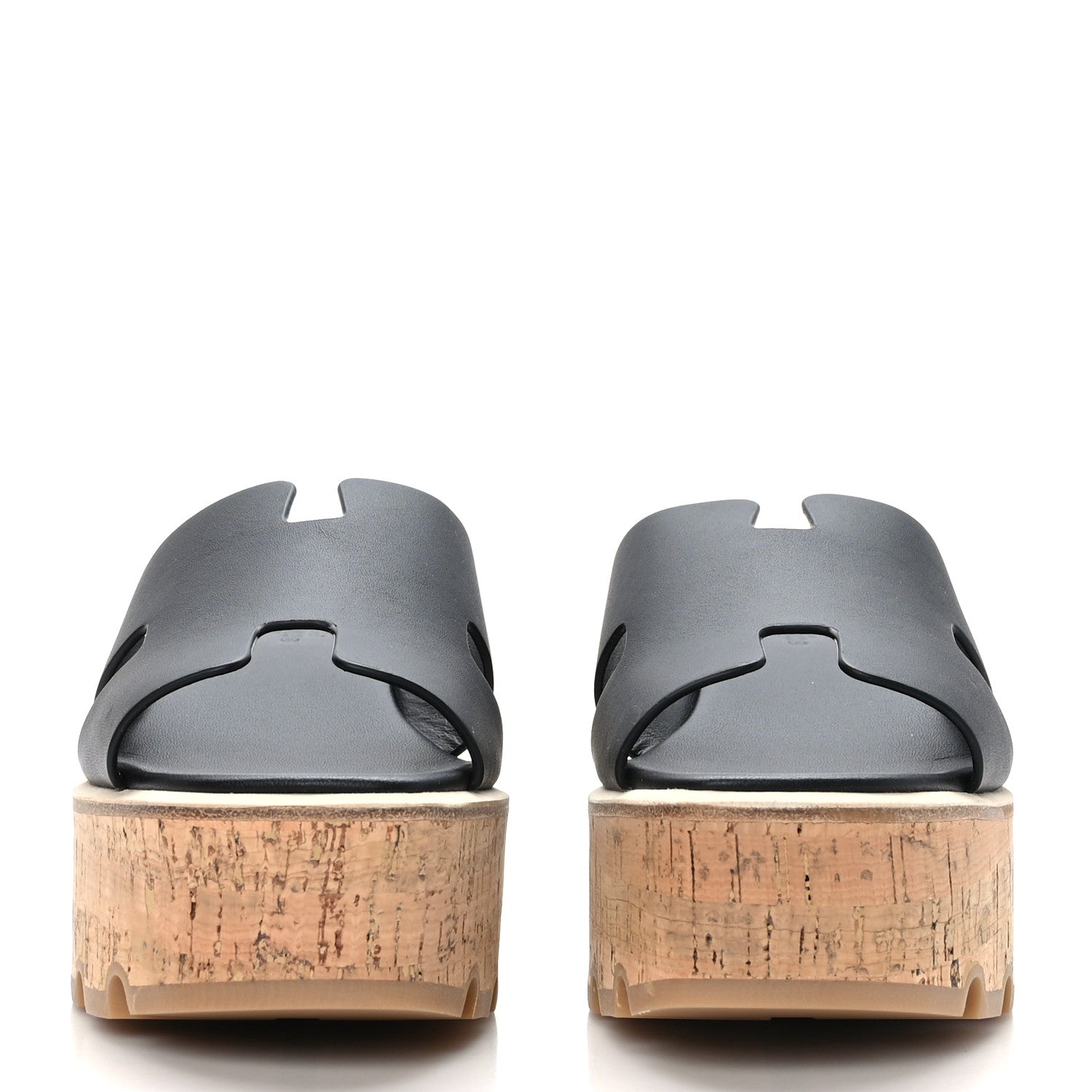 Hermes Calfskin Cork Eze 30 Sandals 37 Black 2 of 10