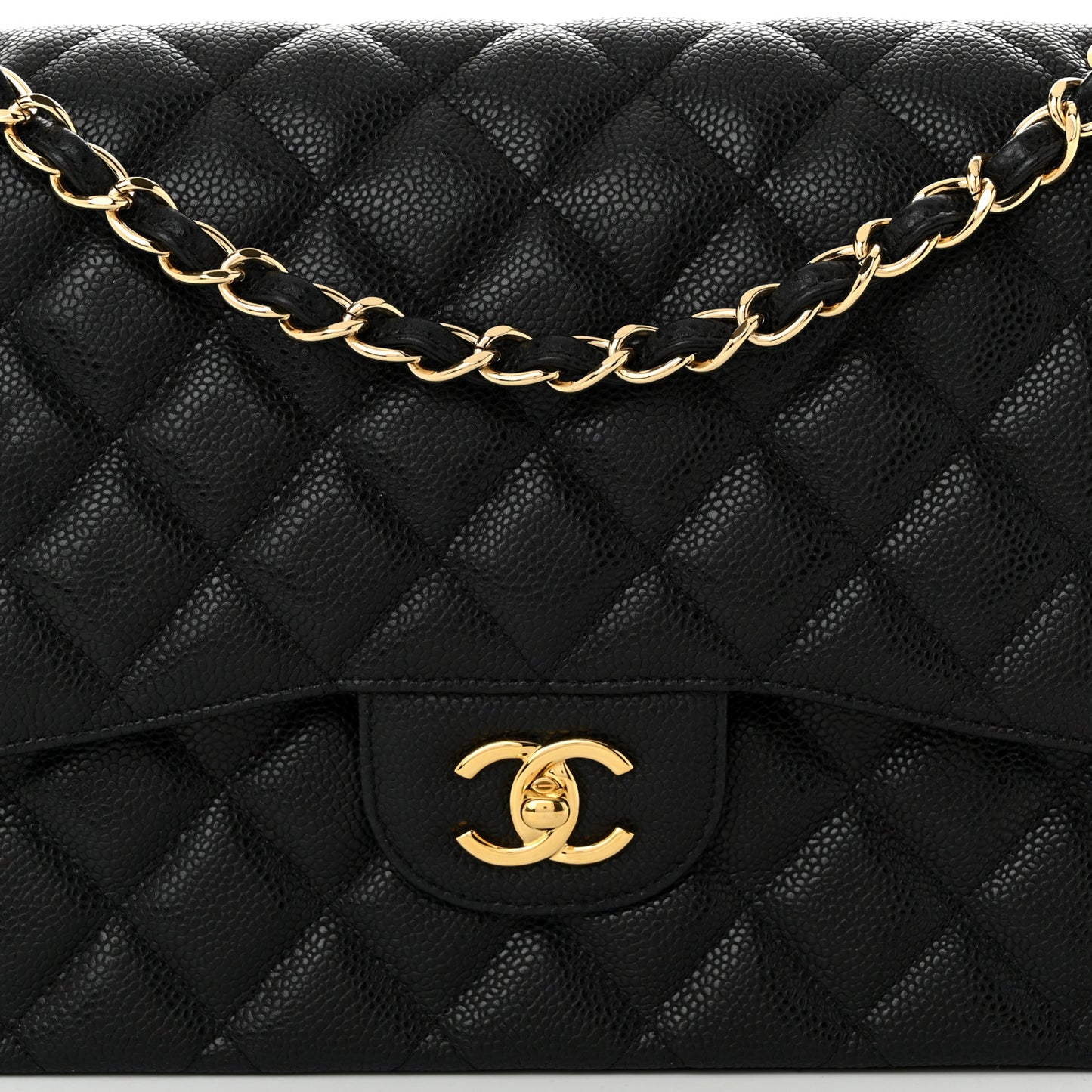 Caviar Quilted Jumbo Double Flap Black