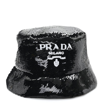 Prada Paillettes Logo Bucket Hat L Black 3 of 8