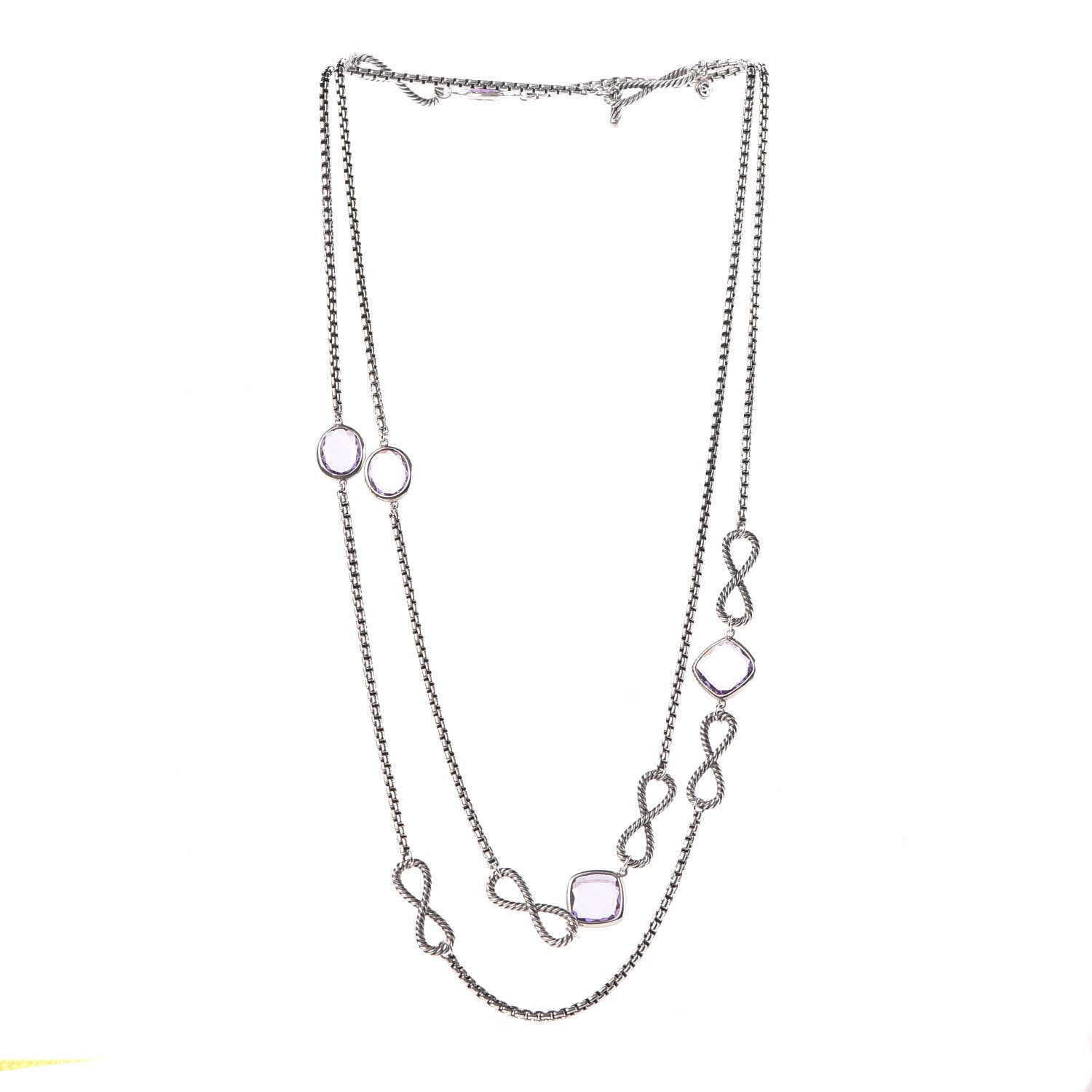 David Yurman Sterling Silver Amethyst Infinity Necklace 3 of 6