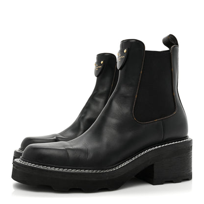 Louis Vuitton Calfskin Monogram Beaubourg Ankle Boots 40 Black 3 of 16