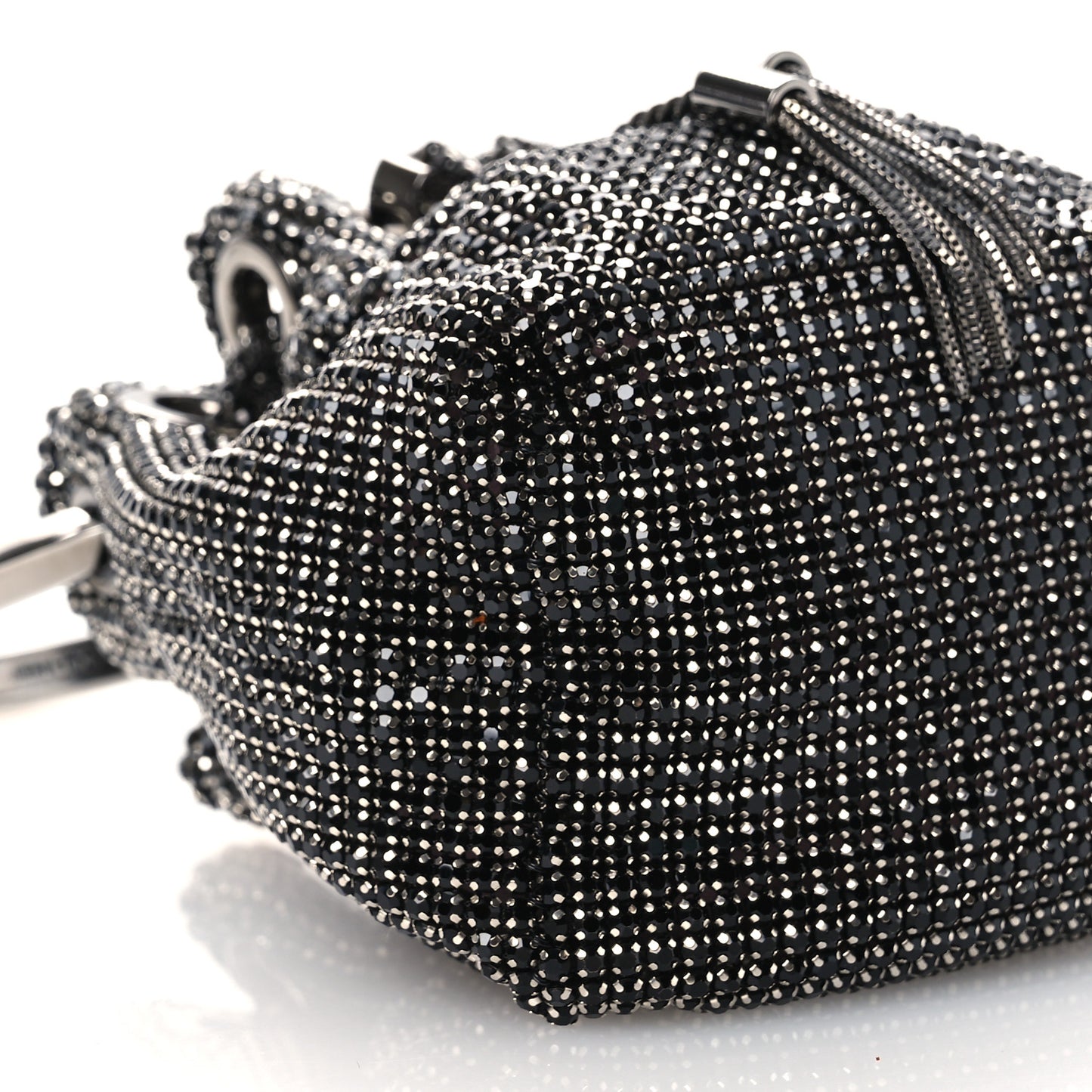 Mesh Crystal Bon Bon Bag Black
