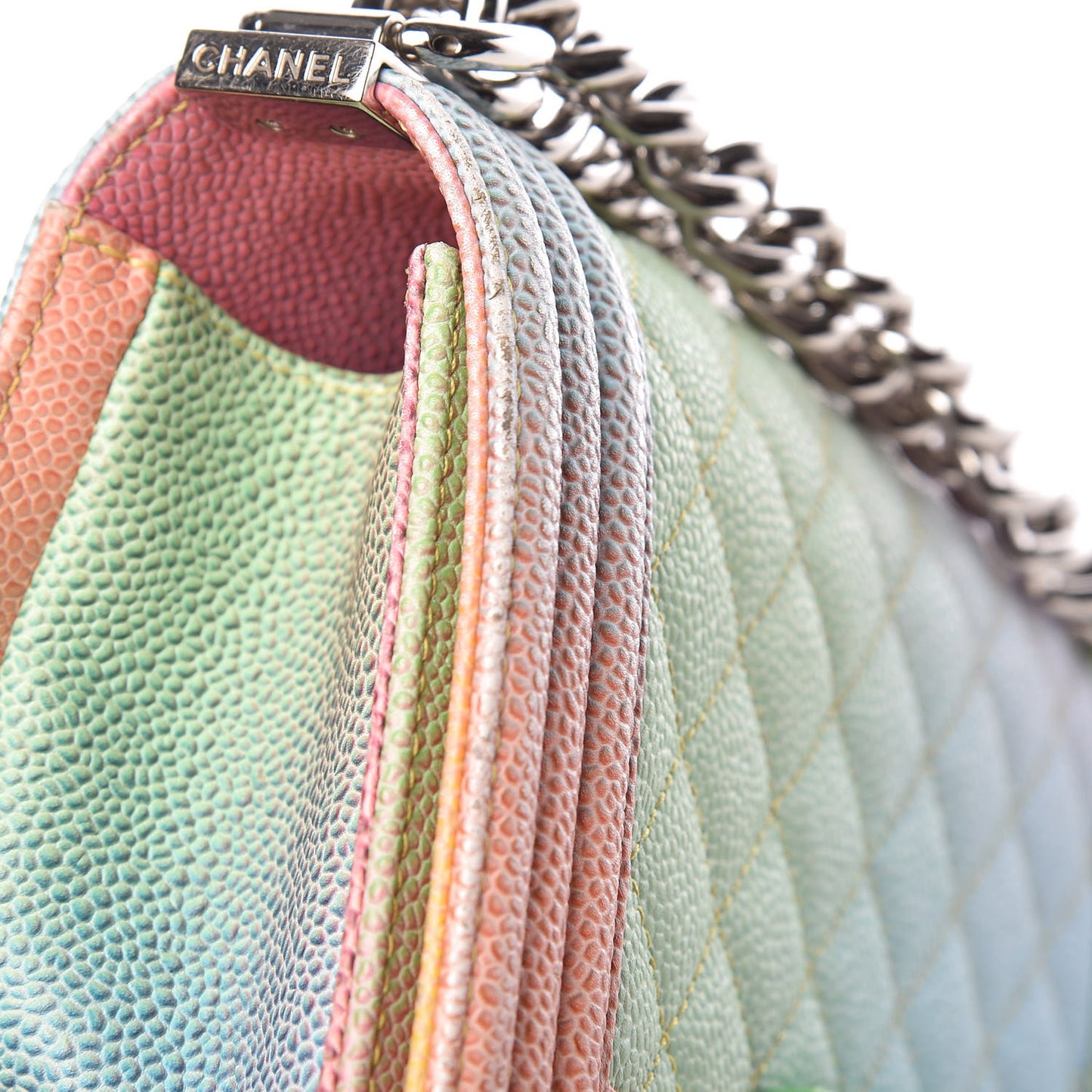 Caviar Quilted Small Cuba Rainbow Boy Flap Multicolor