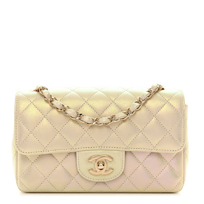Chanel Iridescent Lambskin Quilted Mini Rectangular Flap Ivory 1 of 10