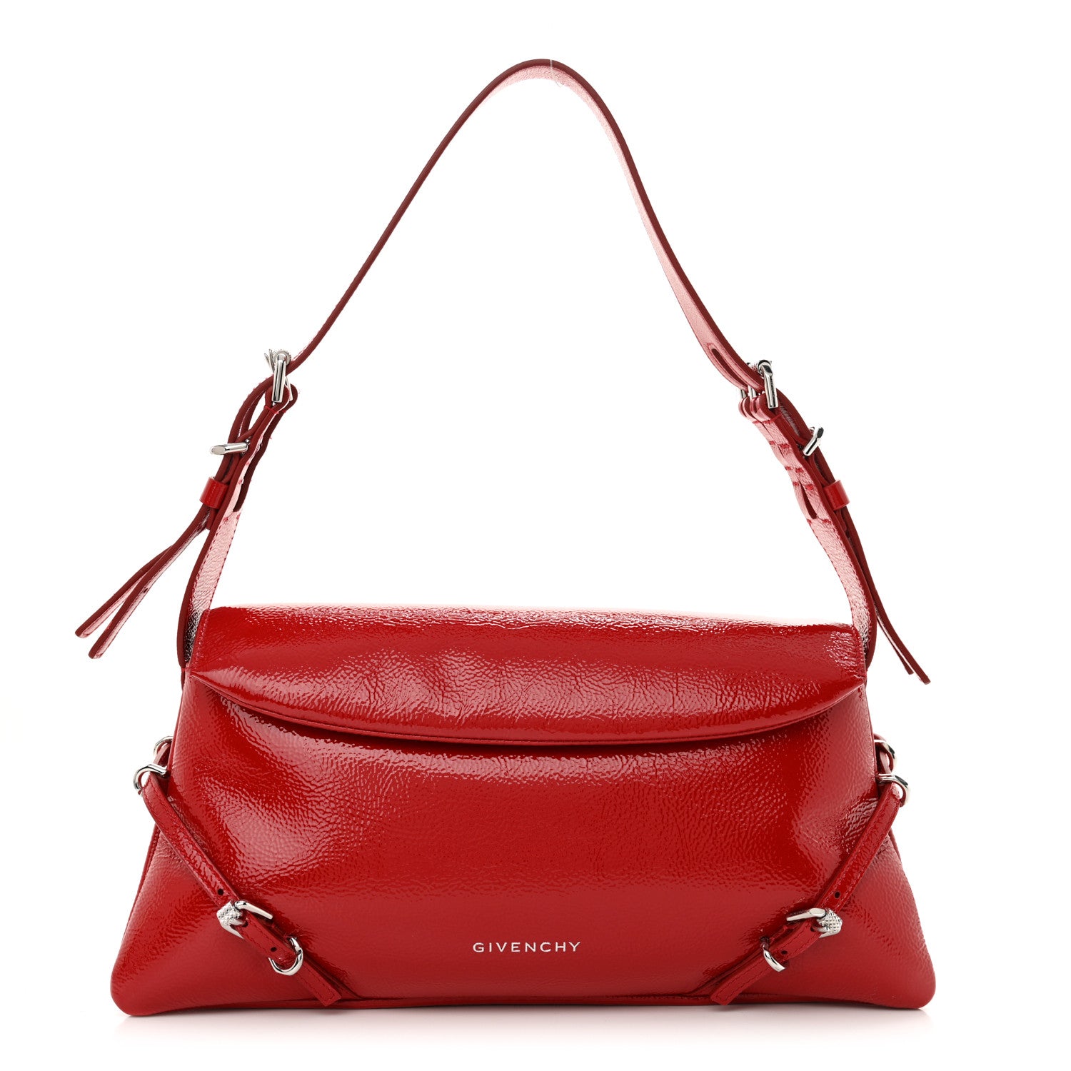 Givenchy Patent Calfskin Small P'tit Voyou Shoulder Bag Vermillon 1 of 14
