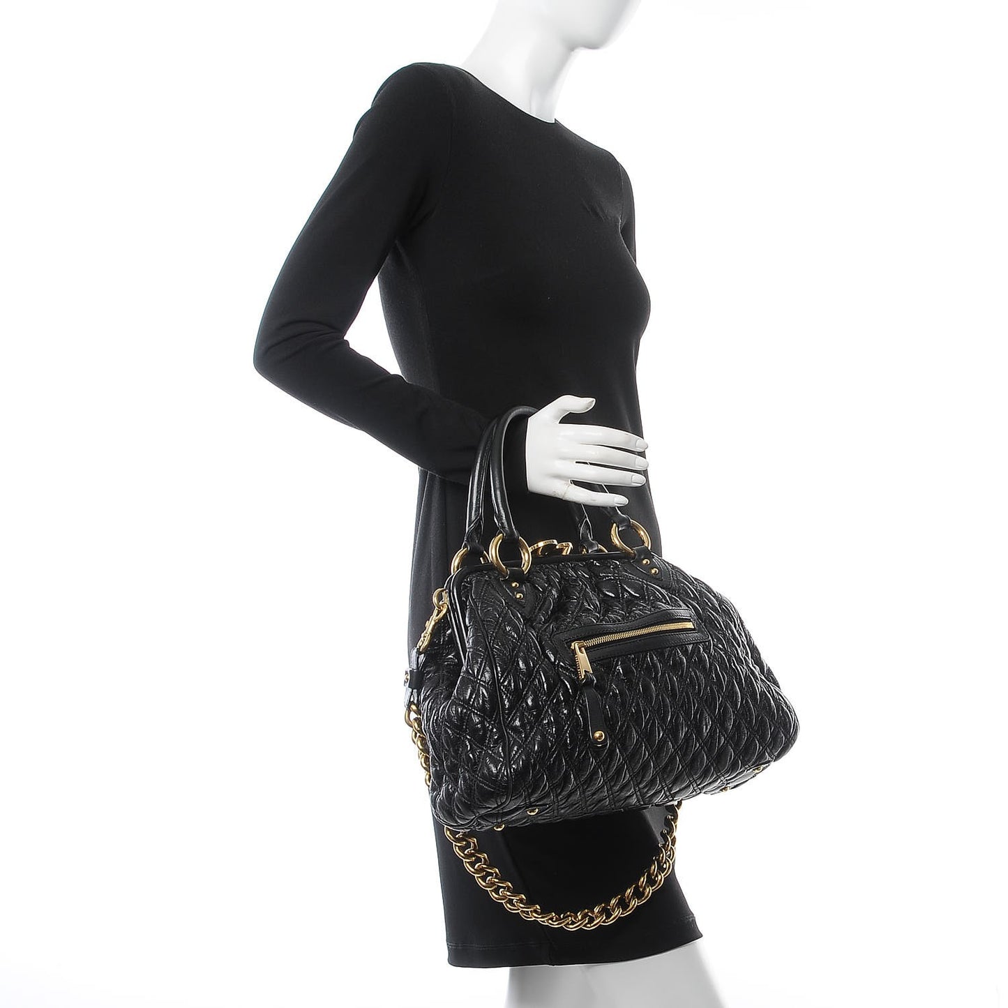 Calfskin Quilted Stam Black