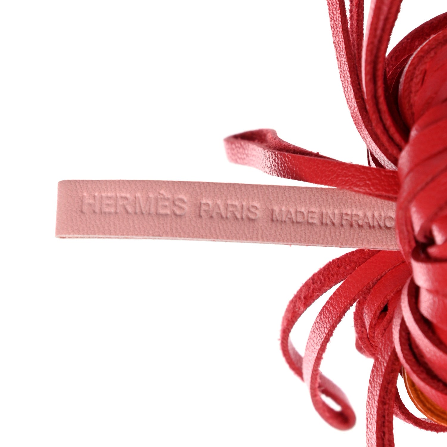Hermes Lambskin Tri-Color Carmen Tassel Key Holder Rose Sakura Orange Bougainvillea 4 of 4