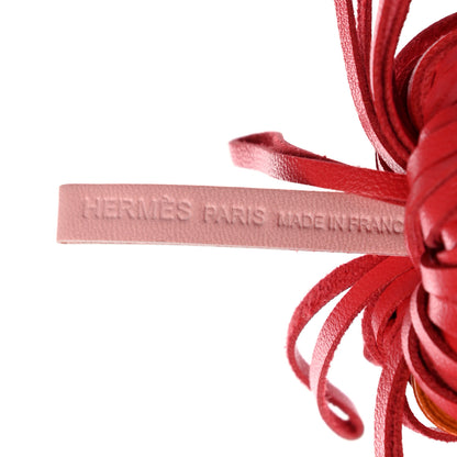 Hermes Lambskin Tri-Color Carmen Tassel Key Holder Rose Sakura Orange Bougainvillea 4 of 4