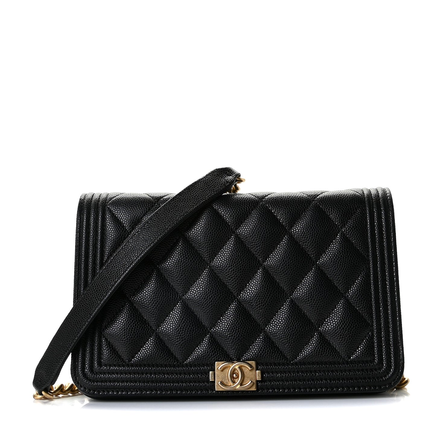 Caviar Quilted Boy Wallet On Chain WOC Black