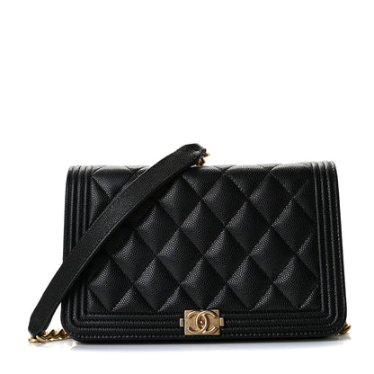 Chanel Caviar Quilted Boy Wallet On Chain WOC Black 1 of 13