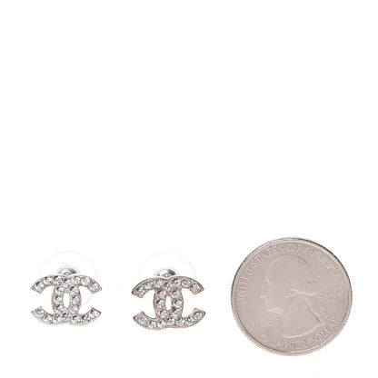 Chanel Crystal Timeless CC Earrings Silver 2 of 5