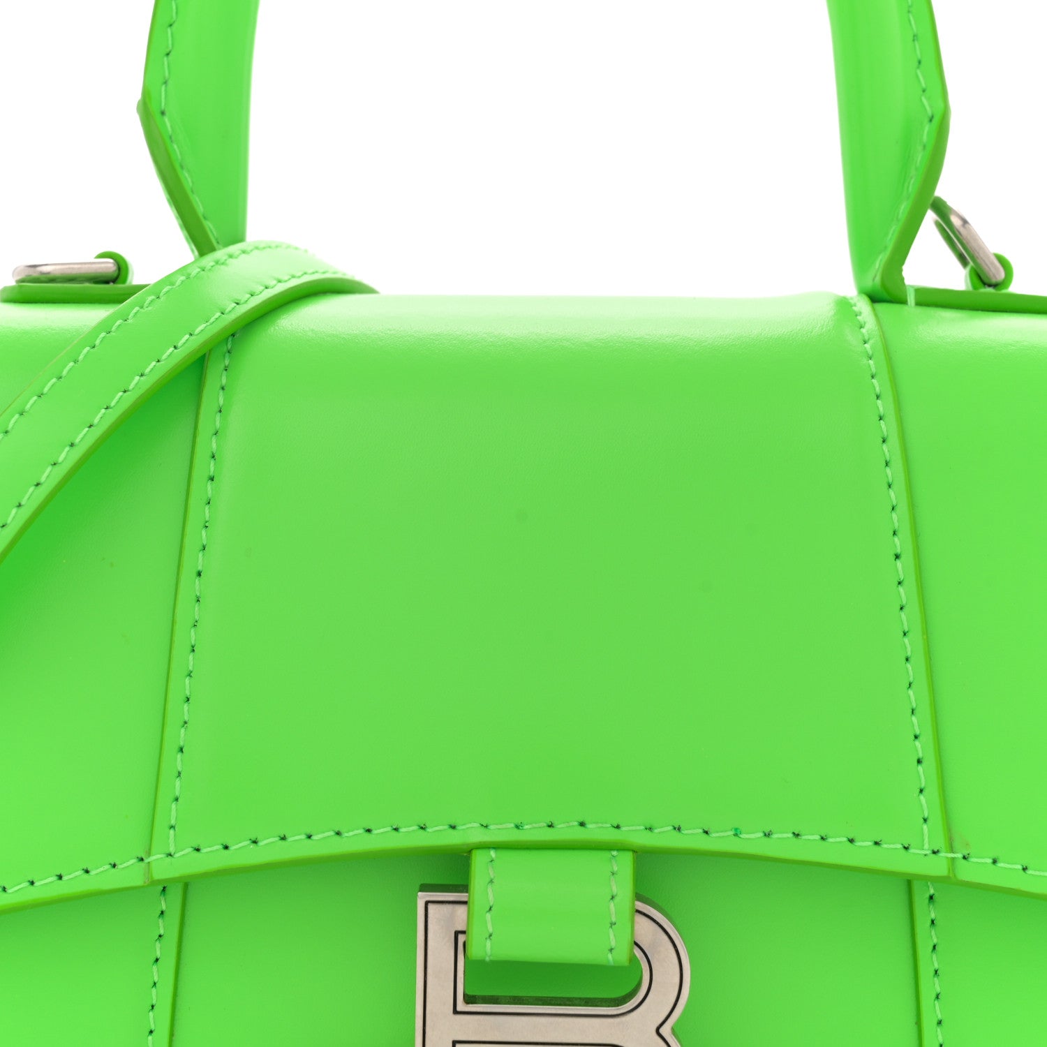 Balenciaga Shiny Box Calfskin Hourglass Top Handle Bag XS Acid Green 8 of 13