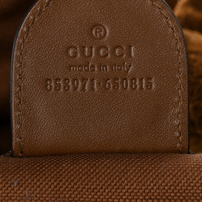 Gucci Suede GG Monogram Web Large Giglio Tote Brown 7 of 11