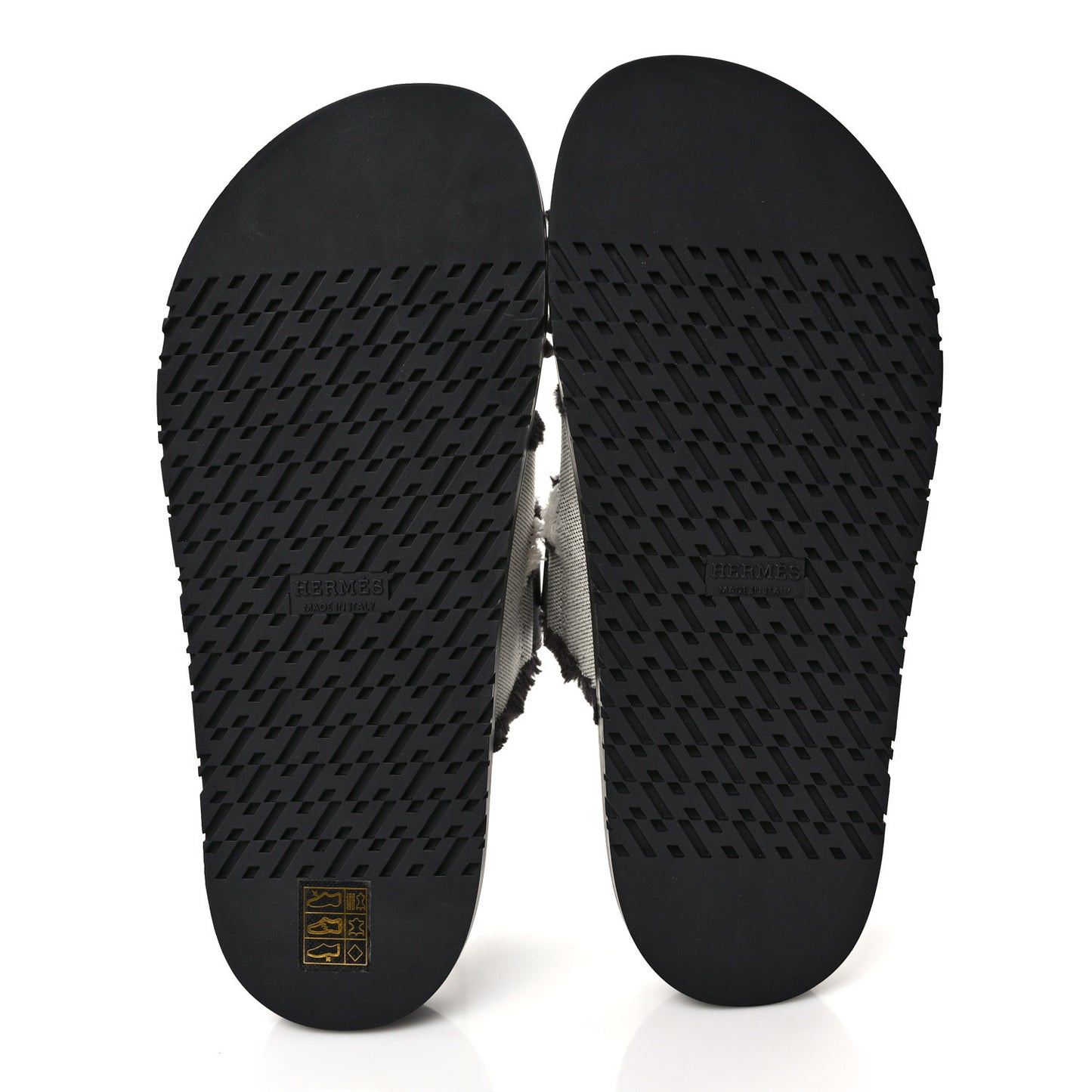 H Canvas Calfskin Fringed Chypre Sandals 38 Prunoir Black