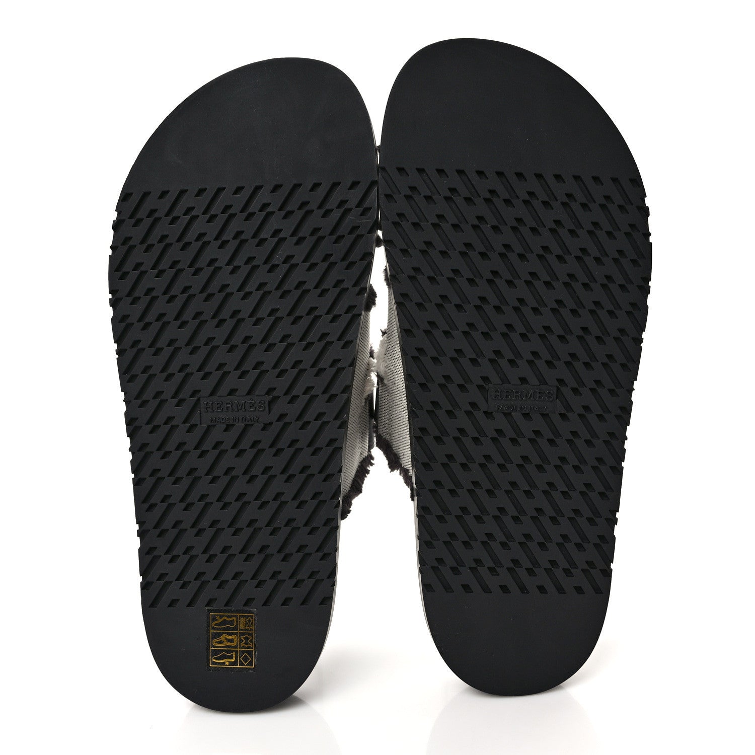 Hermes H Canvas Calfskin Fringed Chypre Sandals 38 Prunoir Black 5 of 9