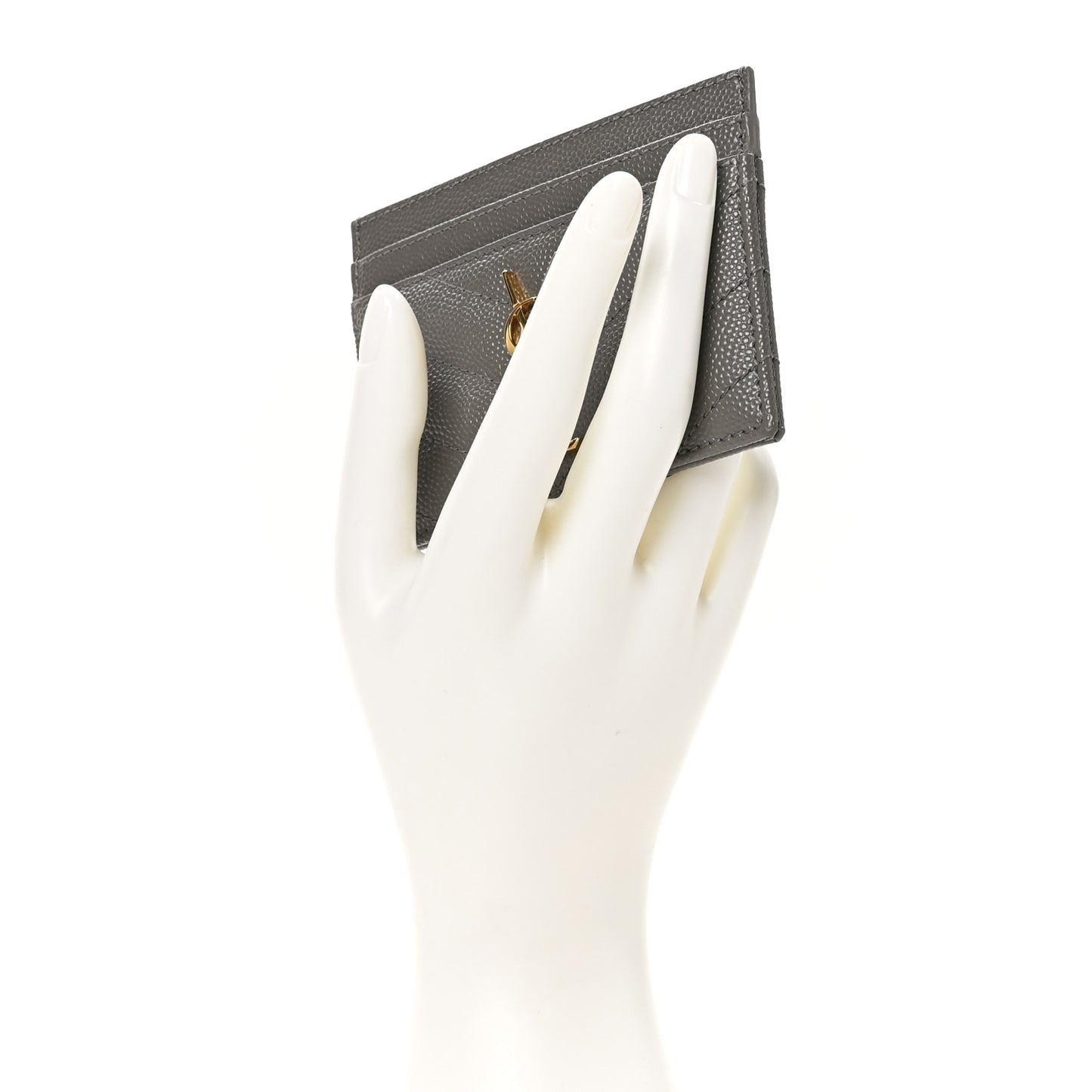 Grain De Poudre Matelasse Chevron Monogram Credit Card Case Earth