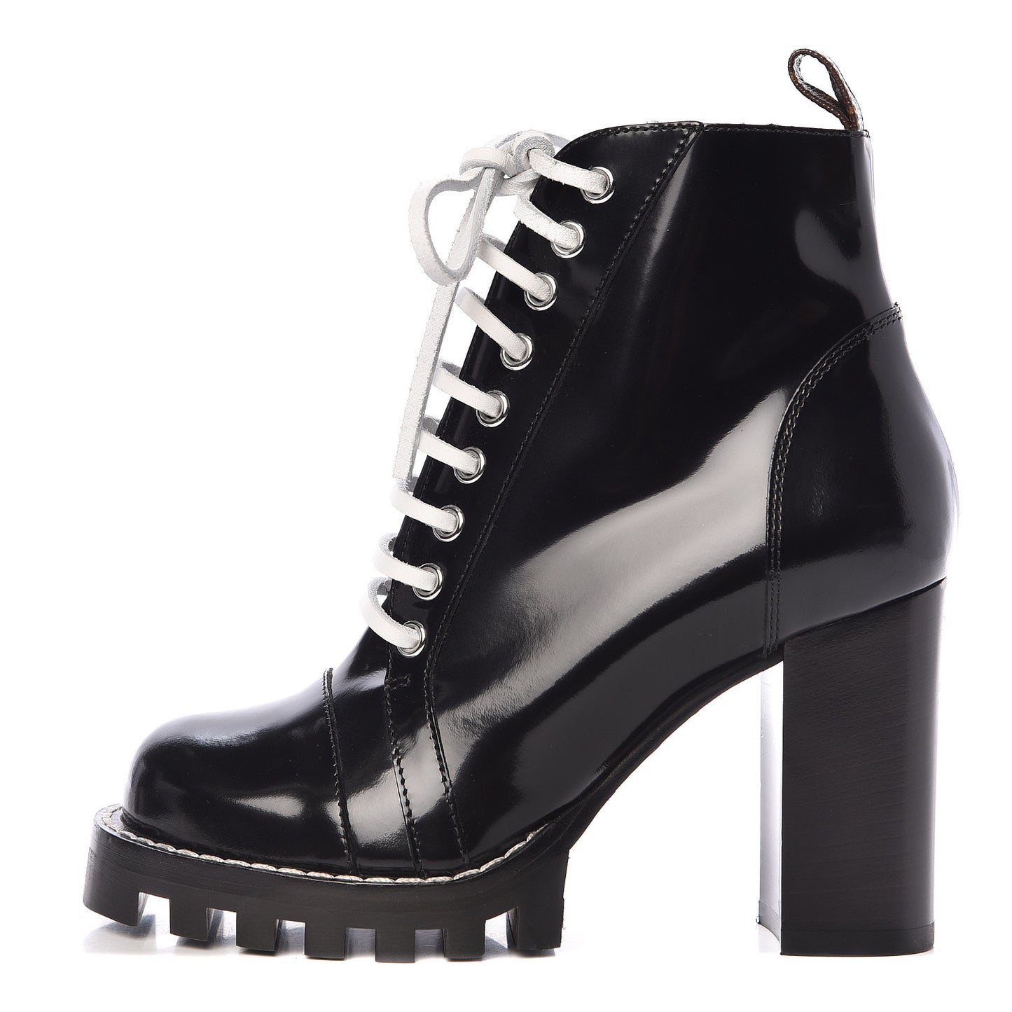Glazed Calfskin Star Trail Ankle Boots 36 Black