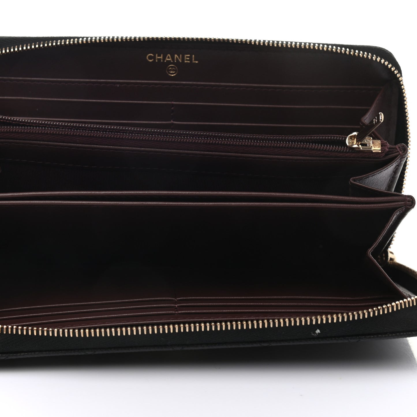 Caviar Quilted Large Gusset Zip Around Wallet Black