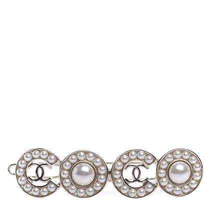 Chanel Pearl Coco Hair Clip Barrette Gold 1 of 5