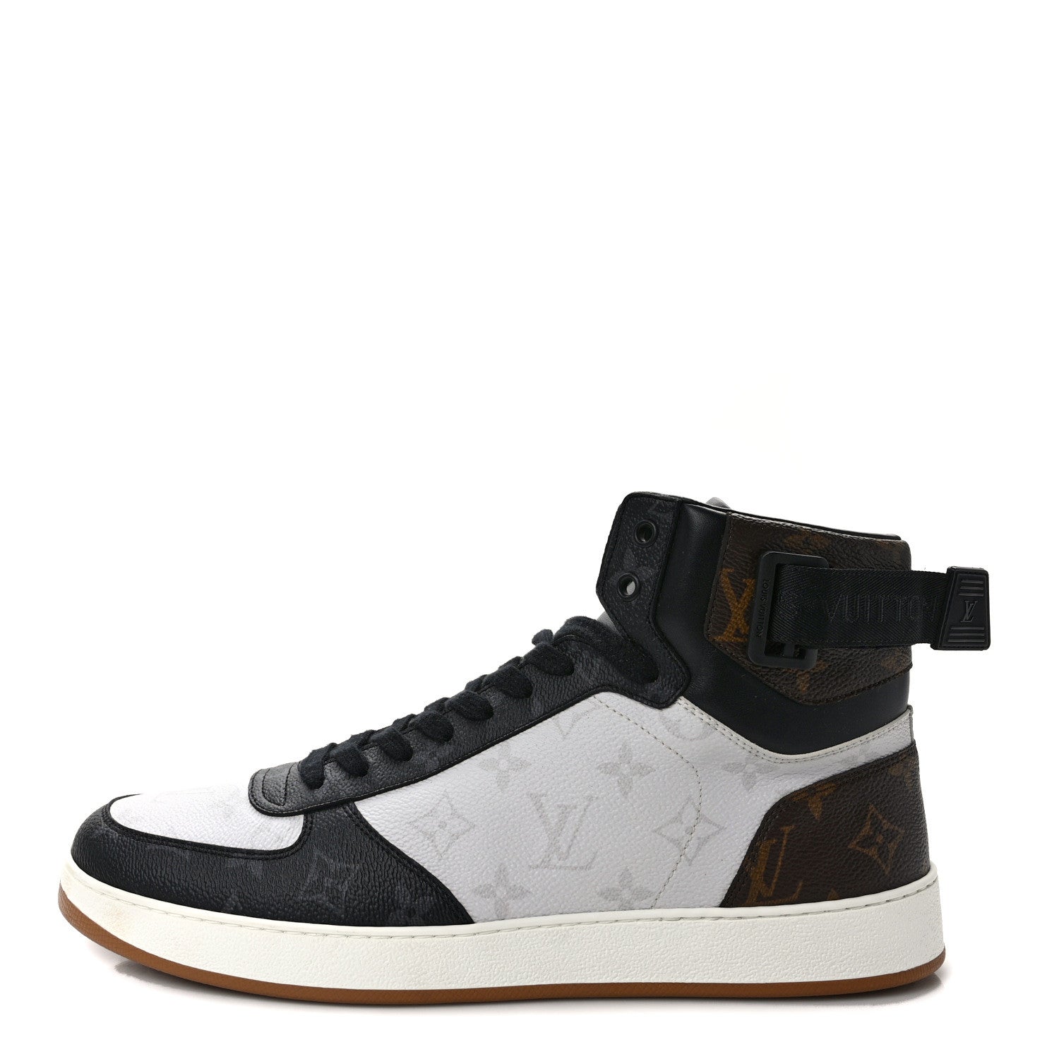 Louis Vuitton Calfskin Monogram Mens Rivoli High Top Sneakers 9.5 Black 1 of 9
