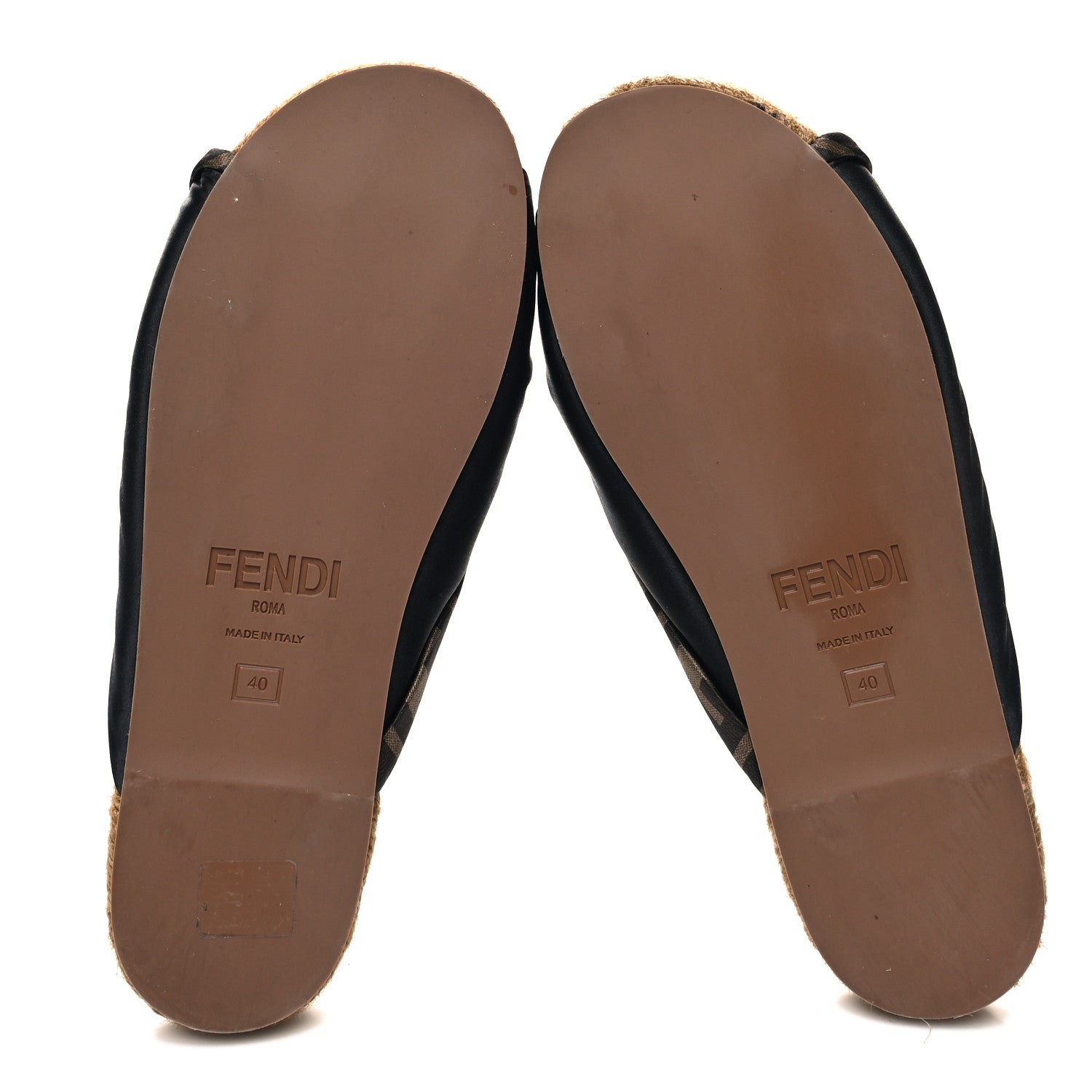 Fendi Satin FF Twist Espadrille Slide Sandal 40 Black Tobacco 5 of 7