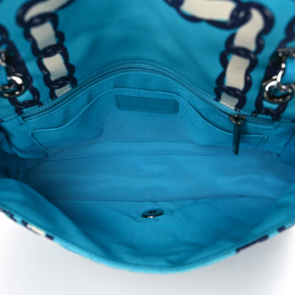 Chanel Silk Chain Printed Medium Single Flap Blue 5 of 9