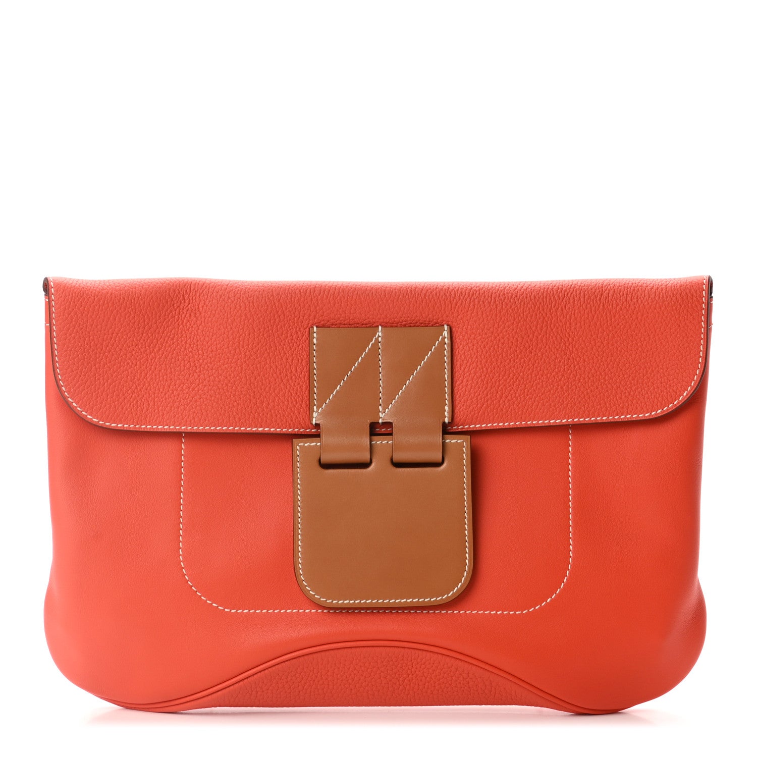 Hermes Swift Taurillon Clemence Vache Hunter Virevolte Pochette Orange Poppy 1 of 7
