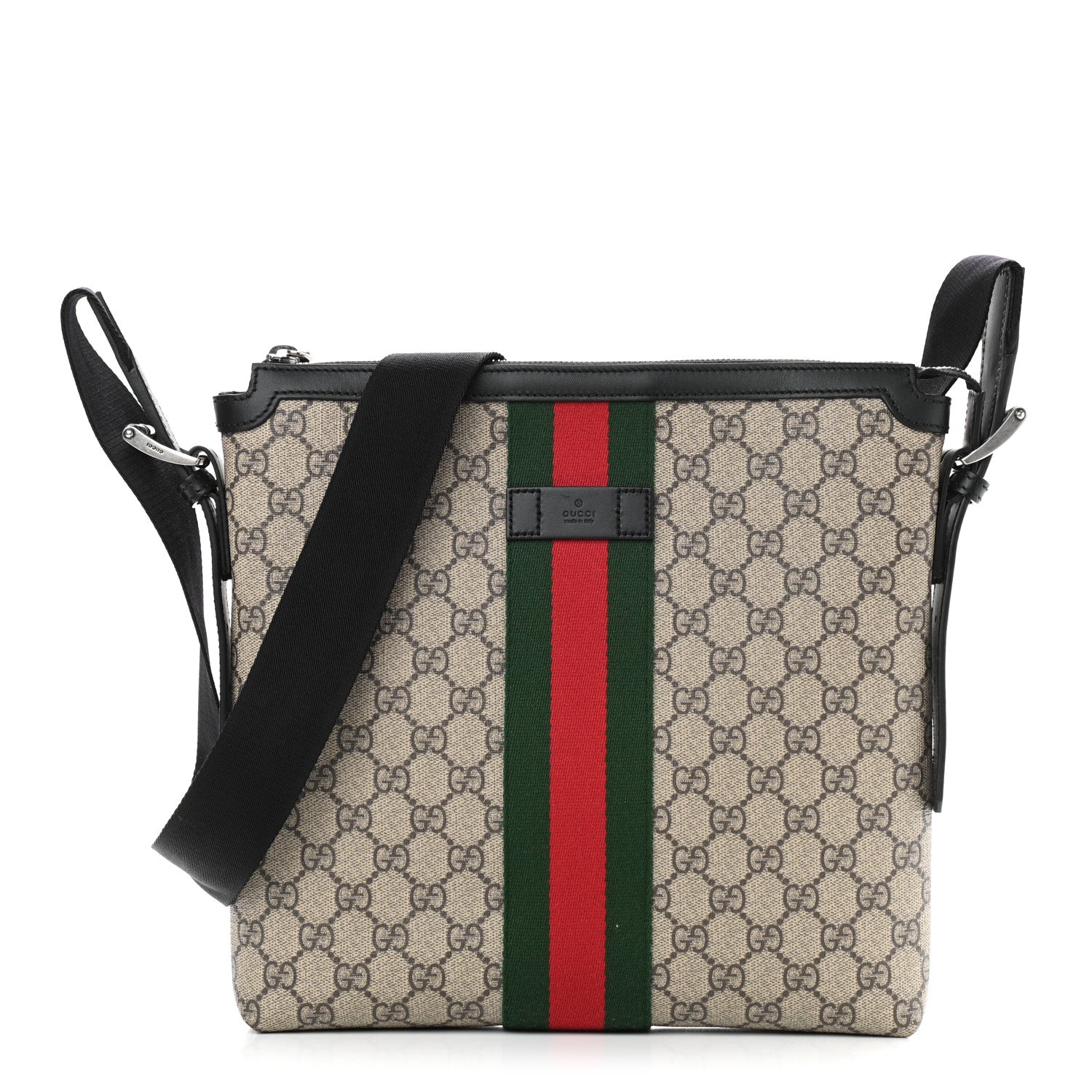 Gucci GG Supreme Monogram Web Messenger Bag Black 1 of 11