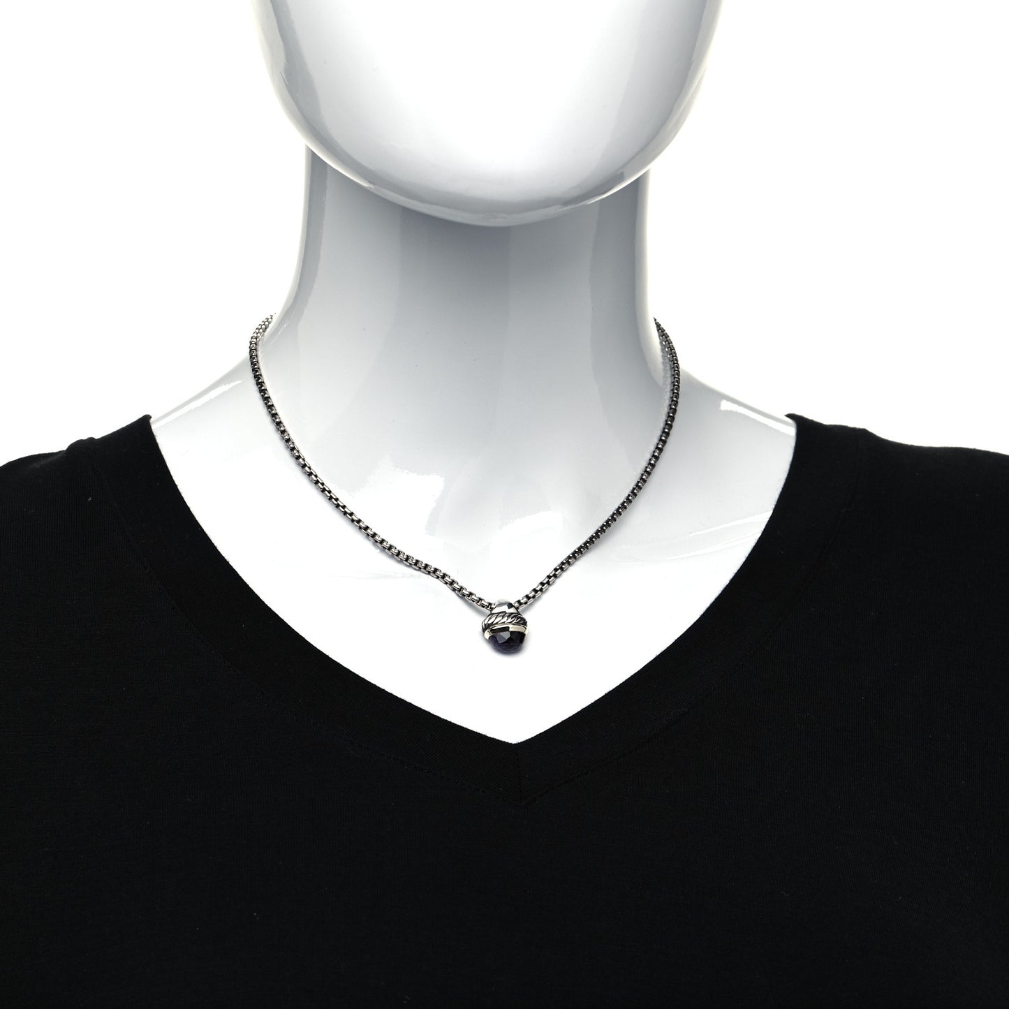 Sterling Silver 14K Yellow Gold Amethyst 10mm Acorn Pendant Necklace