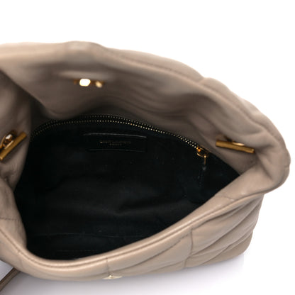 Saint Laurent Lambskin Quilted Toy Loulou Puffer Monogram Chain Satchel Dark Beige 4 of 8