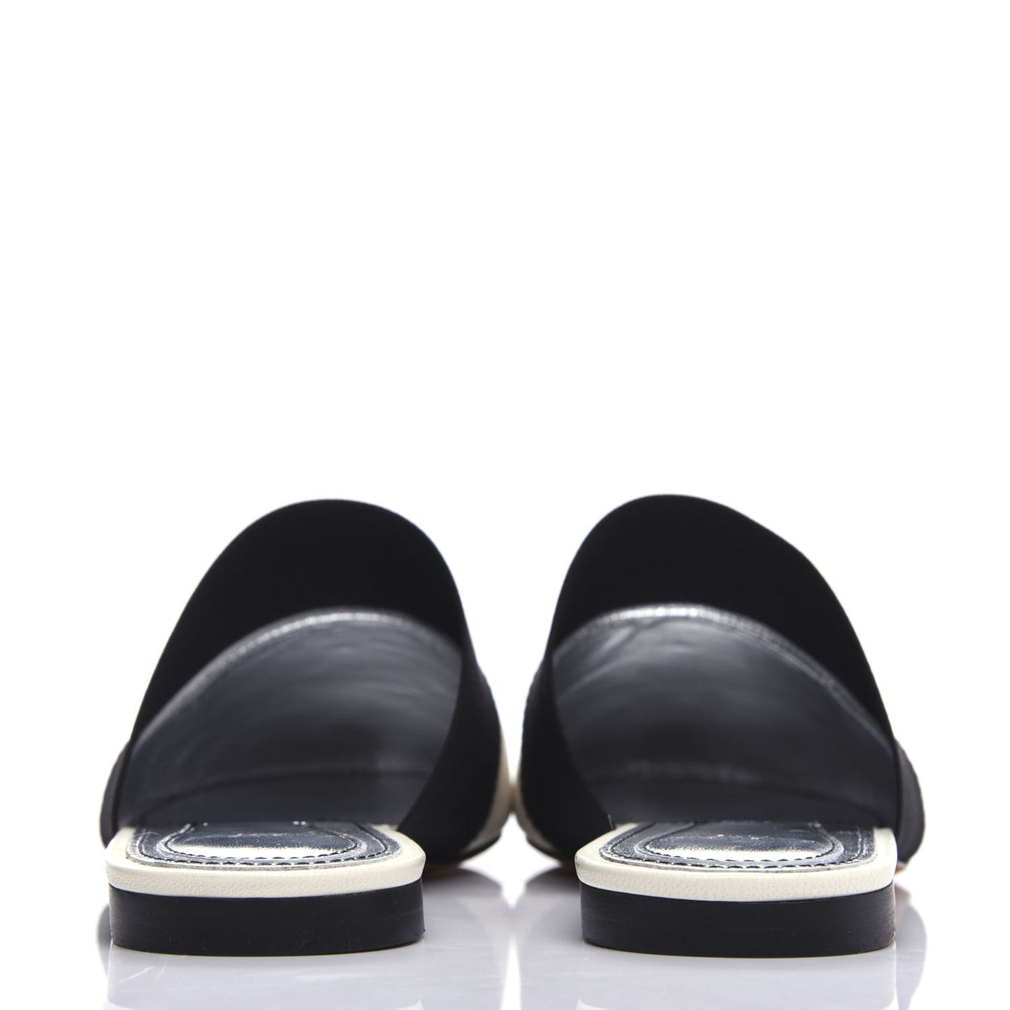 Calfskin Bedford Logo Mule Slides 38.5 White Black